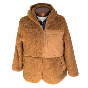 Roots Creekside Shearling Fleece Jacket Tanner Brown Hooded Men’s 2XL